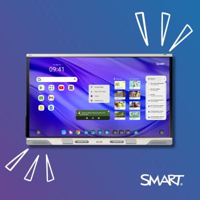 Preview of SMART iQ customizable home screen showcasing recent apps and documents on a SMART Board.