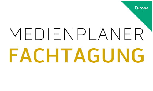 Logo of the Medienplaner Fachtagung Europe event featuring bold yellow and white text.