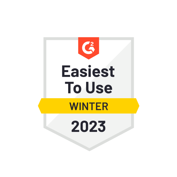 Award badge indicating recognition as the Easiest to Use product for Winter 2023.