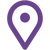 Purple location pin or map marker icon.