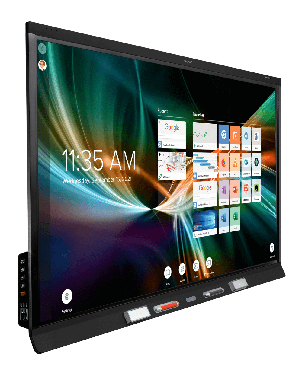 6000S Pro Series SMART board showcased on a right angle.